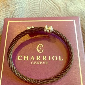 Charriol Diamond White 18K Gold/Steel Wire Bangle